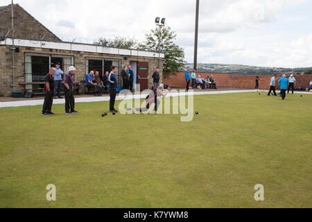 Crown Green Bowling championship in Huddersfield, West Yorkshire U.K. Stock Photo