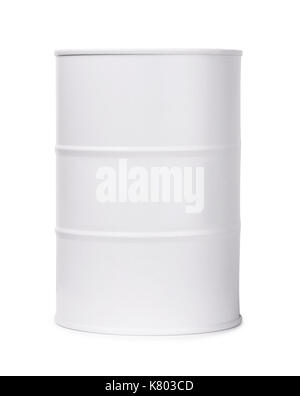 White barrel of fuel or chemicals isolated on a white background Stock Photo