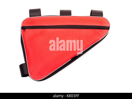 Red bag for bike isolated on white background Stock Photo