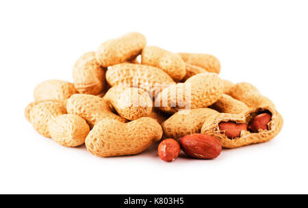 Dried peanuts in a shell isolated on a white background Stock Photo