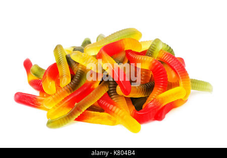 Tasty jelly worms isolated on white background Stock Photo