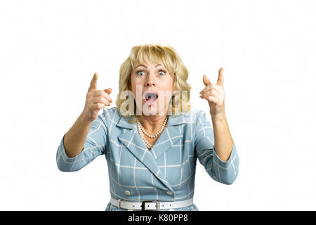 Surprised woman having an idea. Stock Photo