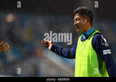 NHK Spring Mitsuzawa Football Stadium, Kanagawa, Japan. 16th Sep, 2017. Kazuyoshi Miura (Yokohama FC), SEPTEMBER 16, 2017 - Football/Soccer : 2017 J2 League match between Yokohama FC 1-1 Tokyo Verdy at NHK Spring Mitsuzawa Football Stadium, Kanagawa, Japan. Credit: Kenzaburo Matsuoka/AFLO/Alamy Live News Stock Photo