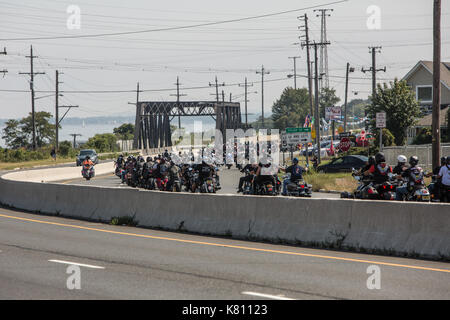 Sayreville, New Jersey, USA. 17, September, 2017 .                              Annual Rolling Thunder going through Route 35 in the Morgan section of Sayreville, NJ. Ride begins in Roselle, NJ and ends at the Vietnam Veterans’ Memorial in Holmdel,NJ with wreath-laying ceremonies. Honoring veterans who were prisoners of war and are missing in action. Gail Tanski/Alamy Live News. Stock Photo