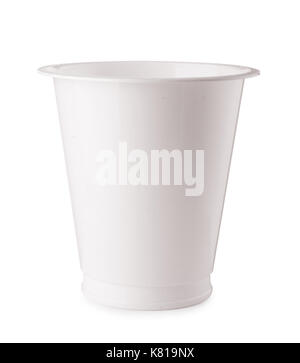 White plastic cup isolated on a white background Stock Photo