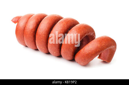 Spiral sausage isolated on a white background Stock Photo