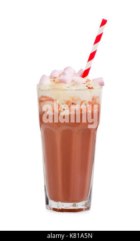 Chocolate milk shake with whipped cream isolated on white background Stock Photo