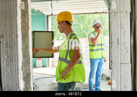 Working Process at Unfinished Building Stock Photo