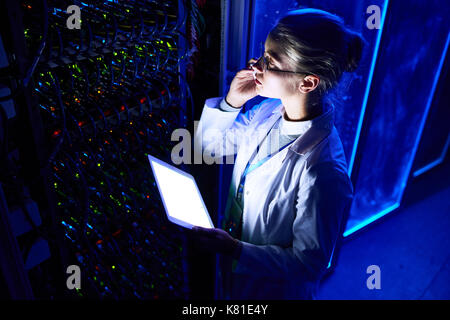 Female Scientist in Data Laboratory Stock Photo