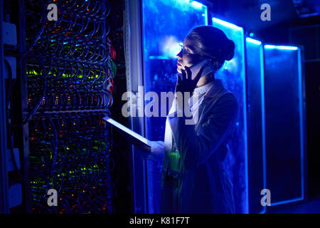 Female Scientist in Futuristic Laboratory Stock Photo