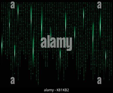 binary code zero one matrix green background beautiful banner wallpaper Stock Vector