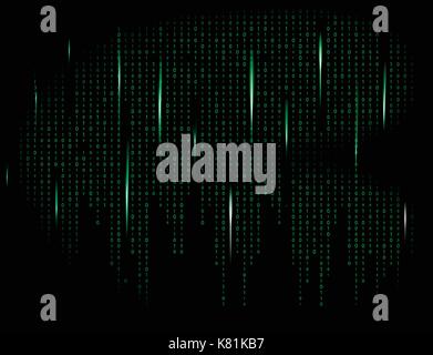 binary code zero one matrix green background beautiful banner wallpaper Stock Vector