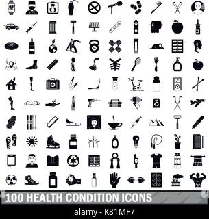 100 health condition icons set, simple style Stock Vector Image & Art ...