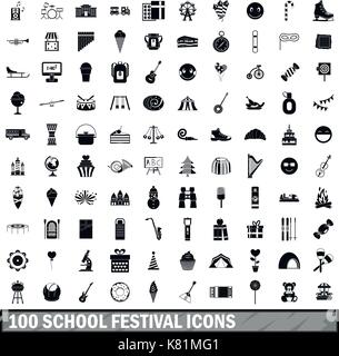 100 school festival icons set, cartoon style Stock Vector Image & Art ...