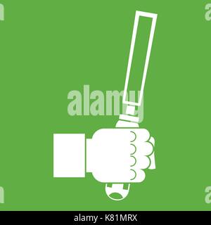 Chisel tool in man hend icon green Stock Vector