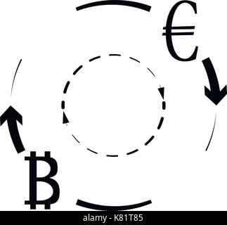 Convert Euro Bitcoin symbol. Crypto exchange currency, vector btc transfer to eur. Vector illustration Stock Vector