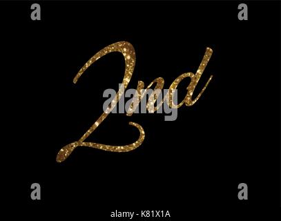 The Golden glitter of isolated hand writing word second Stock Vector