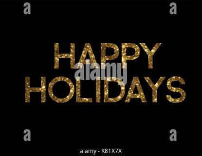 The Golden glitter isolated standard font word HAPPY HOLIDAYS Stock Vector