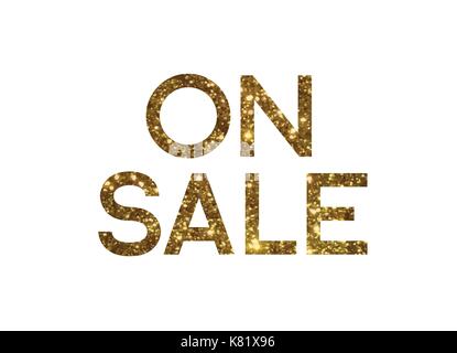 The Golden glitter isolated standard serif font word ON SALE Stock Vector