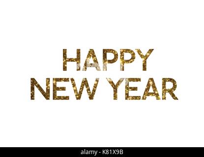 The Golden glitter isolated standard serif font word HAPPY NEW YEAR Stock Vector