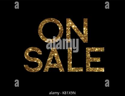 The Golden glitter isolated standard serif font word ON SALE Stock Vector