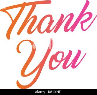 The colorful gradient isolated hand writing word THANK YOU on white background Stock Vector