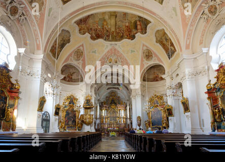 Parish church St. Johannes the Baptist, interior, Rinchnach, Bavarian Forest, Lower Bavaria, Bavaria, Germany Stock Photo
