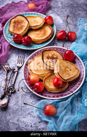 Pancakes with cherry  Stock Photo