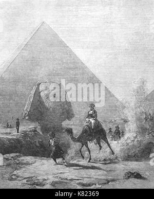 Napoleon in Egypt. After the painting by Karl Girardet, 1851. Engraving 19th century. Stock Photo