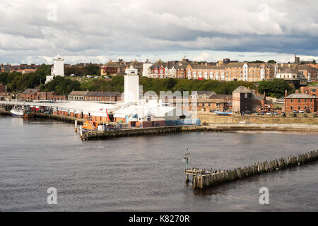 The low and high lights, navigational leading lights, North Shields fish Quay, north east England, UK Stock Photo