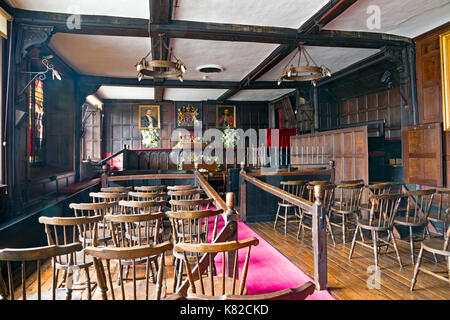 The old Court room inthe Guildhall, Sandwich, Kent, England. The room, which dates back to 1579 is no longer use as a court, but is now a venue for we Stock Photo