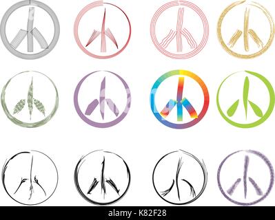 peace signs collection Stock Vector