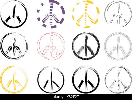 peace signs collection Stock Vector