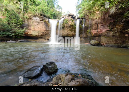 Waterfall in deep forest / waterfall with long exposure time technic photographer Stock Photo