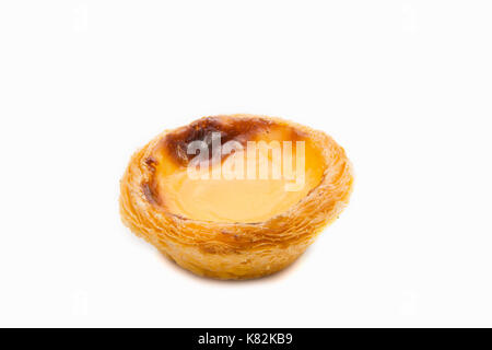 Egg Tarts or pasteis de nata isolated on white background. Typical portuguese sweet Stock Photo