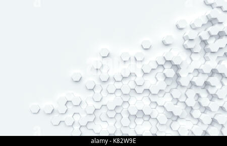 white hexagonal geometric background 3d rendering image Stock Photo