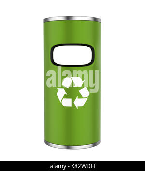 Garbage Trash Bin with Recycle Symbol Isolated Stock Photo