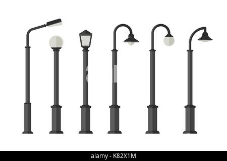 Street lighting flat icons Stock Vector