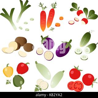Set of vegetables on white background. eps 10 Stock Vector