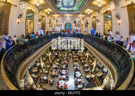 Confeitaria Colombo, Art Nouveau architecture inside the traditional confectioner and restaurant in downtown Rio de Janeiro, Brazil Stock Photo