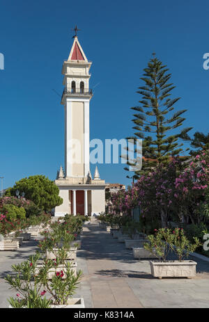 Spire of St. Dionysios Church, Zakynthos, Greece Stock Photo