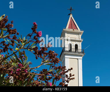 Spire of St. Dionysios Church, Zakynthos, Greece Stock Photo