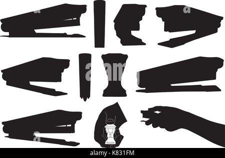 Illustration of different staplers isolated on white Stock Vector