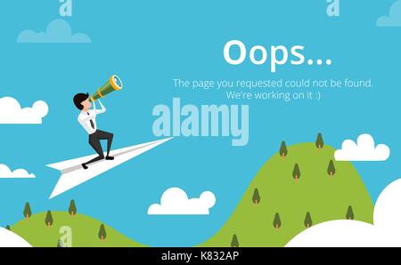 Error 404 page layout vector design. Website 404 page creative concept. The page you requested could not be found. Oops 404 error page. Stock Vector