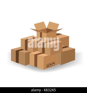 Set of Cardboard Boxes Stock Vector