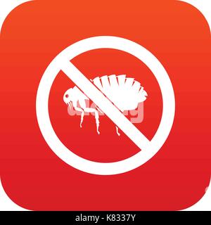 No flea sign icon digital red Stock Vector