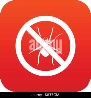 No spider sign icon digital red Stock Vector