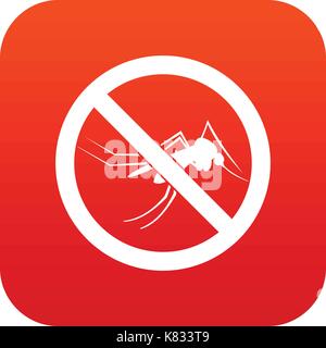 No mosquito sign icon digital red Stock Vector