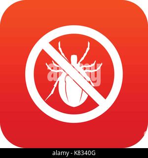 No bug sign icon digital red Stock Vector