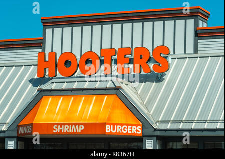 Madison, WI - 13 September 2017: Hooters restaurant sign. Stock Photo